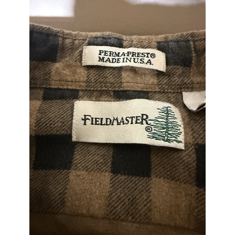 VINTAGE Fieldmaster Flannel Shirt Adult Large Buffalo Check Plaid Made In USA - Picture 6 of 14